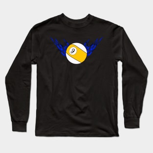 9 Ball with Blue Flames Long Sleeve T-Shirt